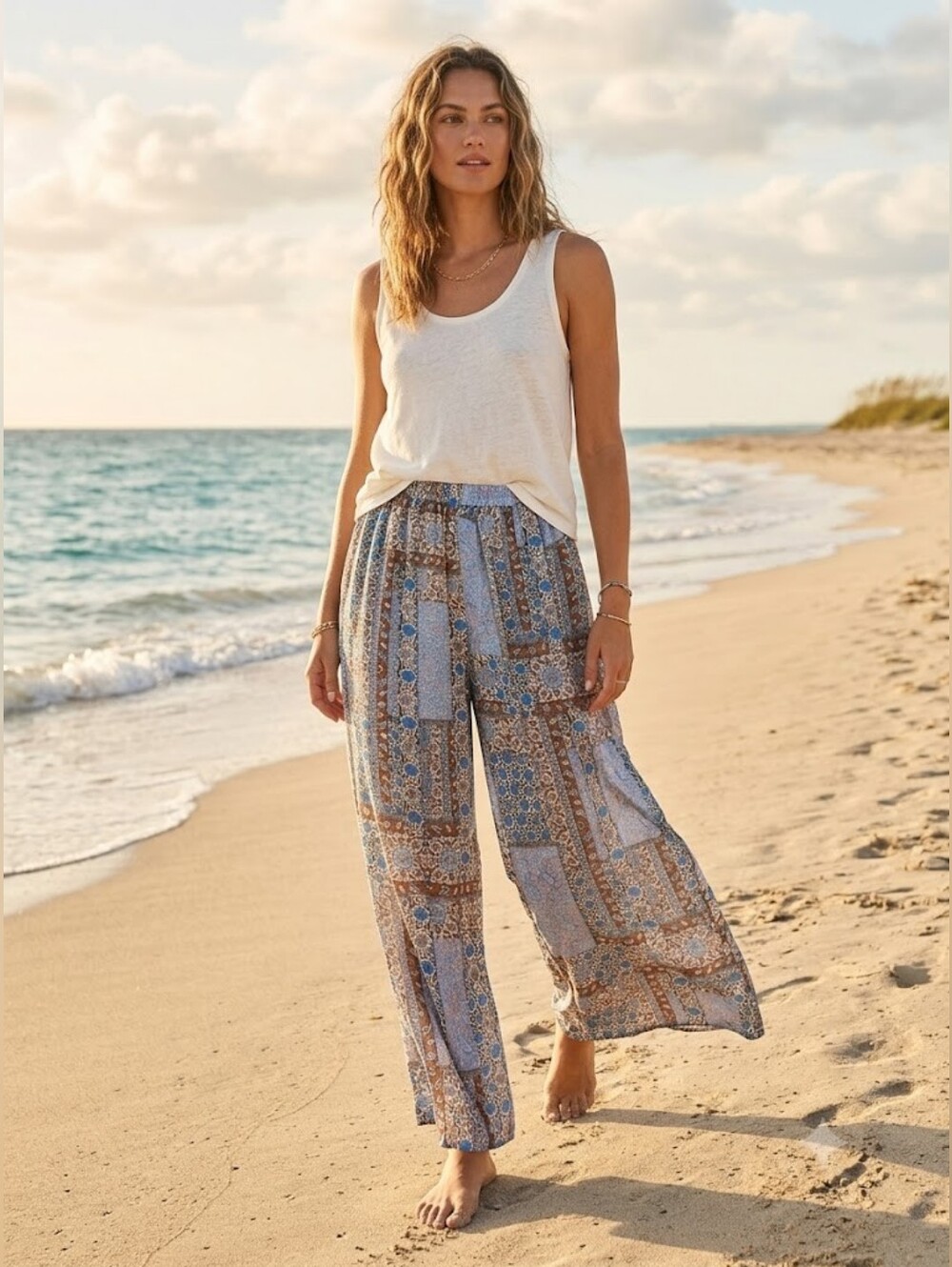 Bohemian Patchwork Wide-Leg Pants